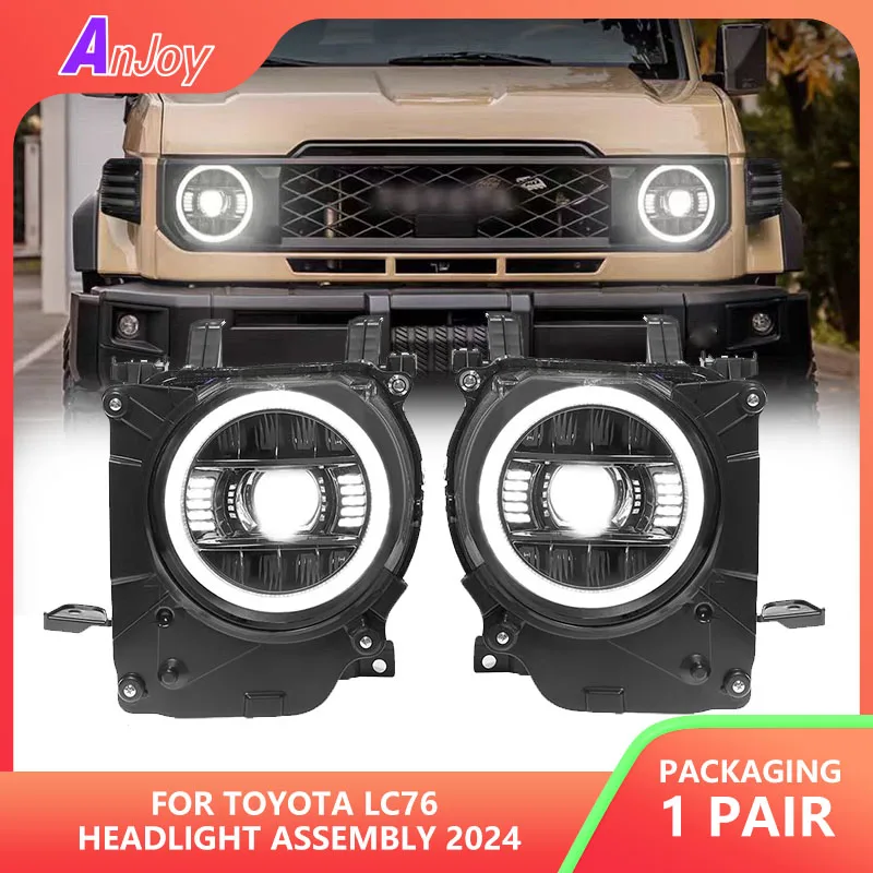 

Фара в сборе для Toyota LC76, модель 2024 года, модифицированная в стиле G-Wagon, Land Cruiser, светодиодный проектор, DRL, головной свет