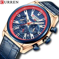 CURREN New Fashion Leather Quartz Wrist Watches for Men Luxury Chronograph with Luminous Hands Clock Male Wristwatches8392A