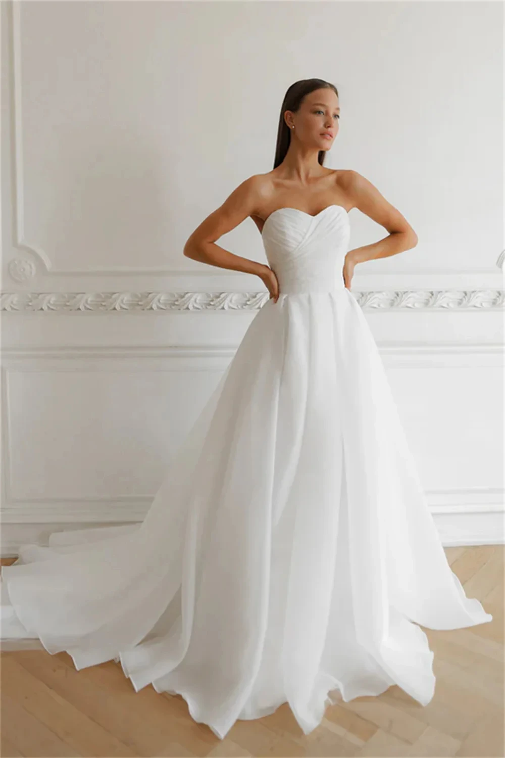 Customized Strapless Tulle Bridal Gowns Sweetheart Sleeveless Wedding Dresses vestidos de novia свадебное платье image 2