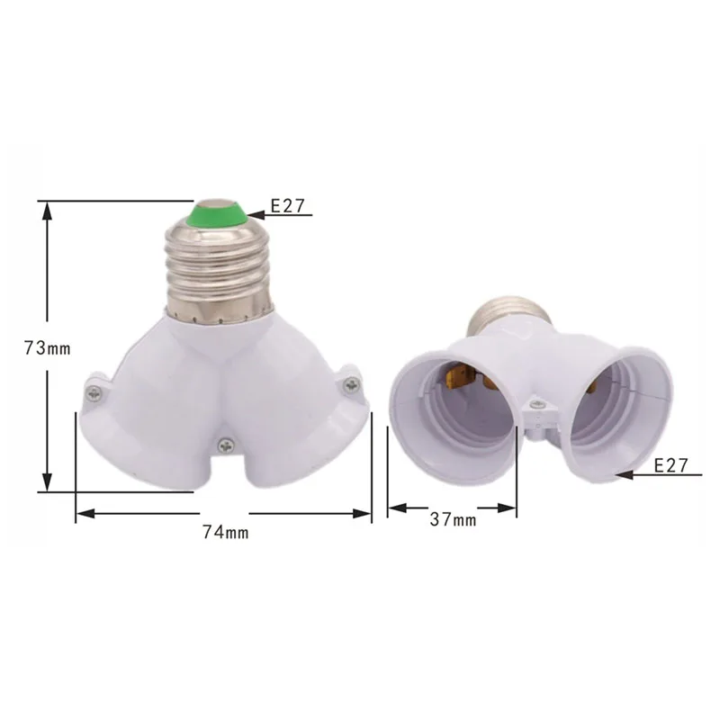 White E27 to 2 E27 Lamp Base Led Lighting Double Screw Bulb Socket Converter Saving LED Light Halogen Lamp Holder 3A