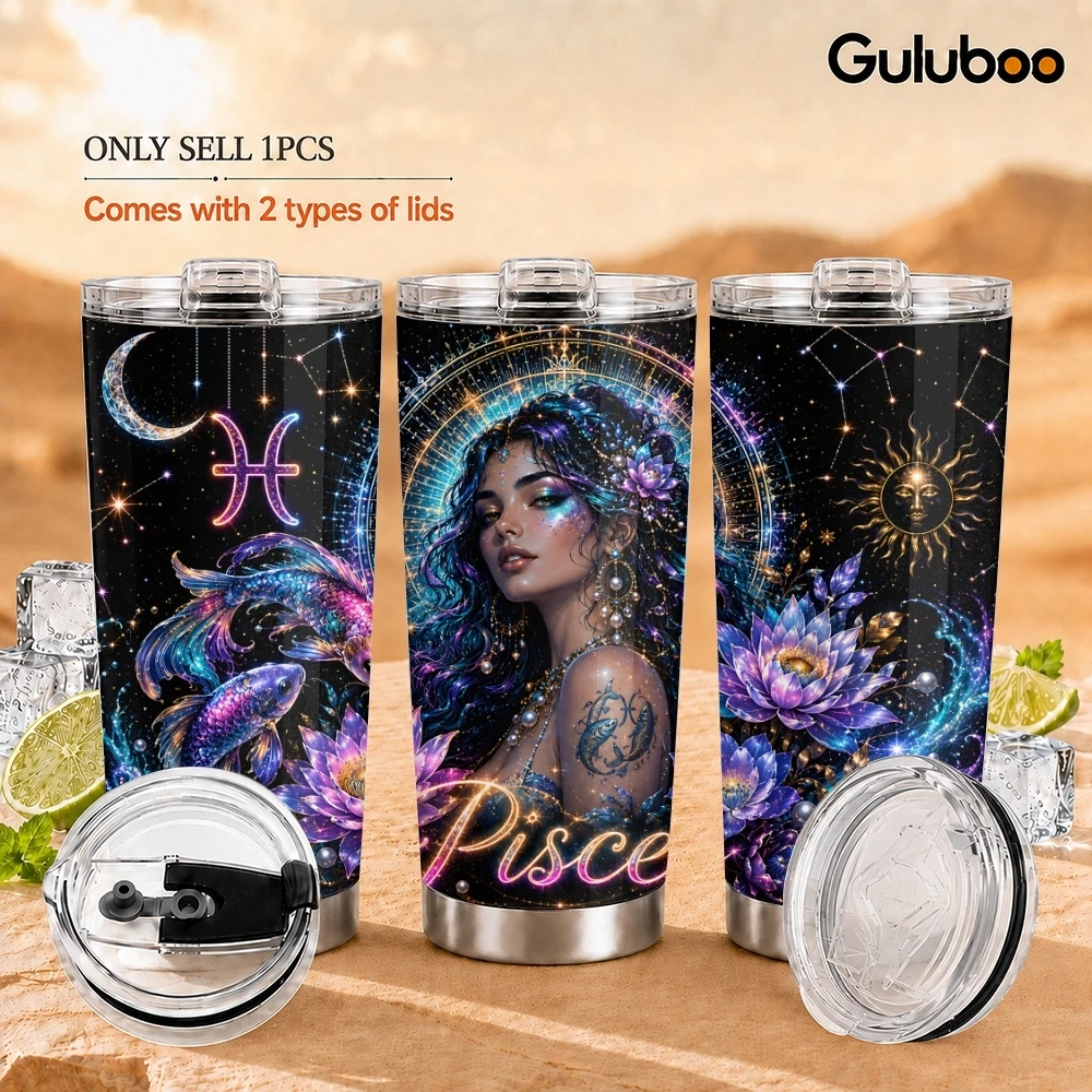 Twelve Zodiac Goddesse Vacuum Flasks 20oz Long Lasting Hot Cold Drinks Container Leakproof Stainless Steel Cup&Straw&Travel Gift