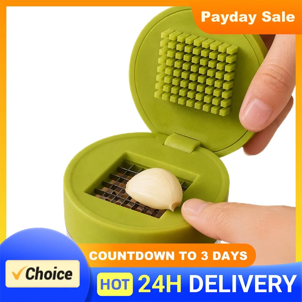 Multi-Functional Garlic Press Anti-Slip Handle Portable Household Garlic Twister Stainless Steel Ginger Mincer for Food