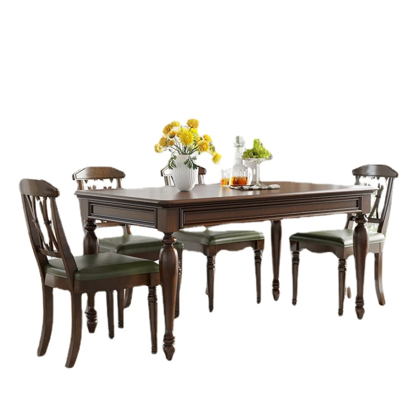 

TLL обеденный стол из массива дерева и стул в американском стиле, прямоугольный маленький стол, мебель