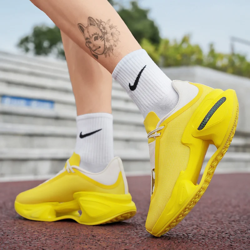 Yeni yastıklama bıçak koşu ayakkabıları erkekler için uygun ağır koşucular Lace Up spor kadın kaymaz açık atletik erkek spor ayakkabı