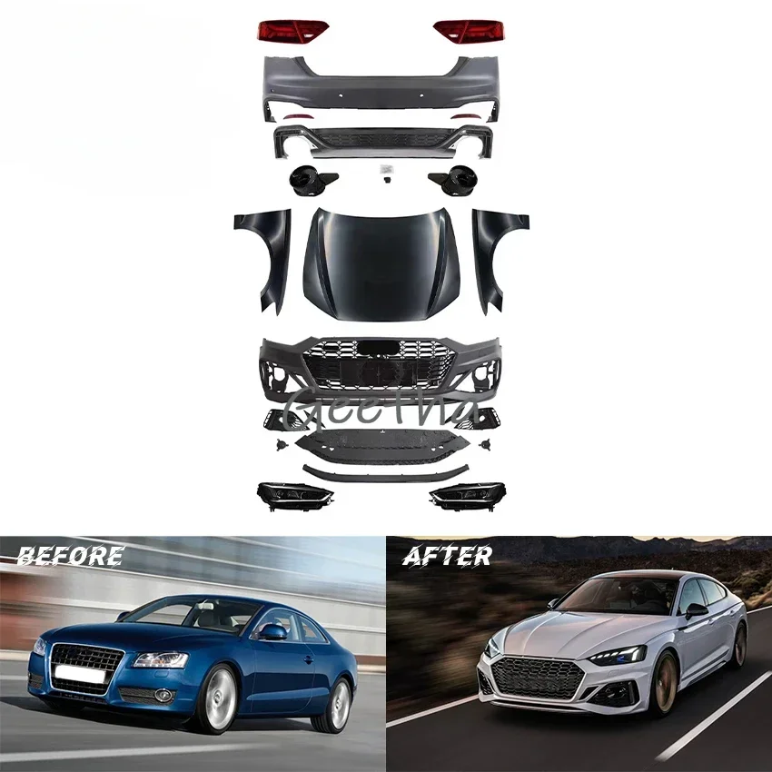 CZJF Sporty Style Car Front Bumper Lip Grille Body Kit For Audi A5 2008 2009 2010 2011 2012 2013 2014 2015 2016 Up RS5 2021
