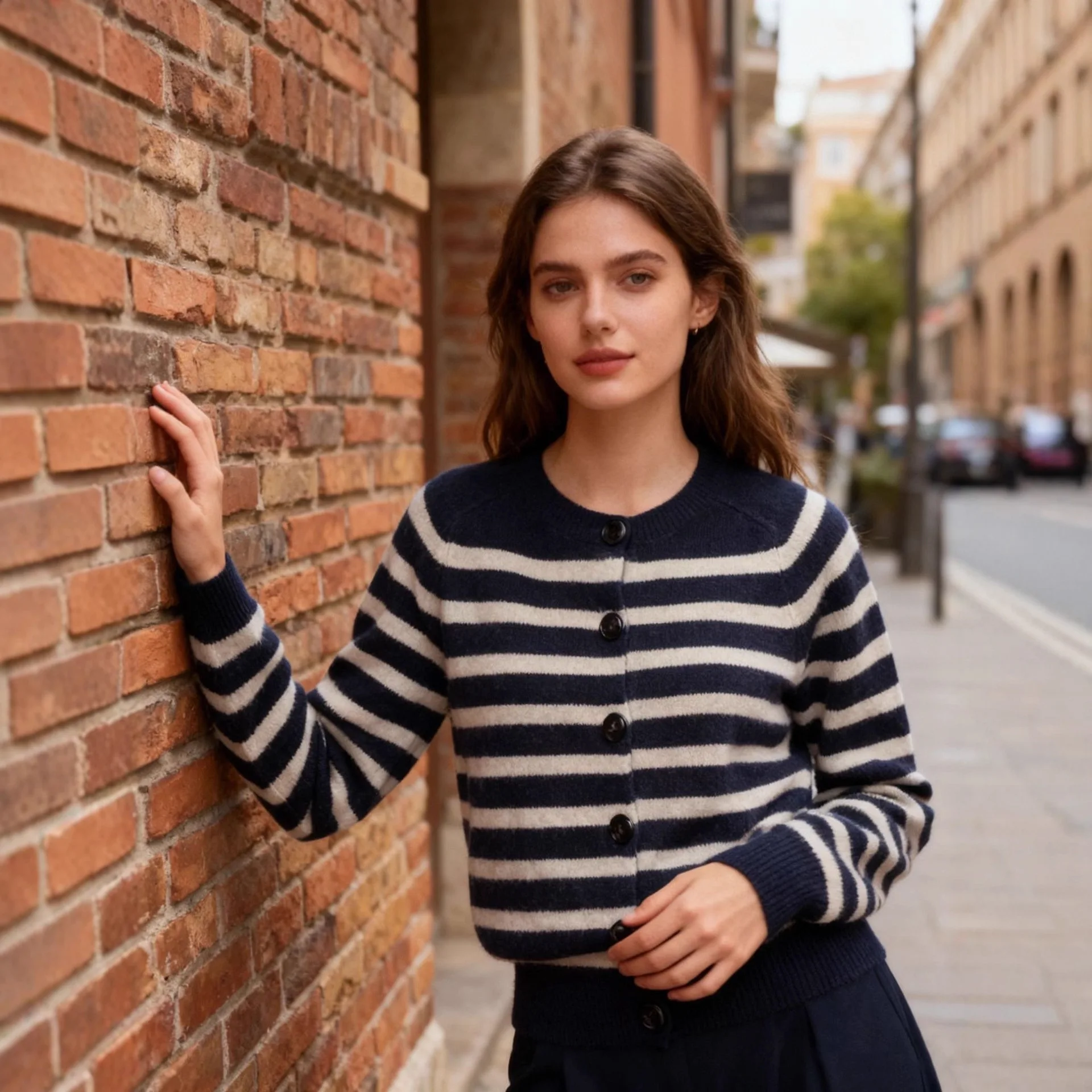 سترة نسائية مخططة للخريف كاجوال عصرية متعددة الاستخدامات برقبة دائرية سترة فضفاضة للاستخدام اليومي بأكمام طويلة #4