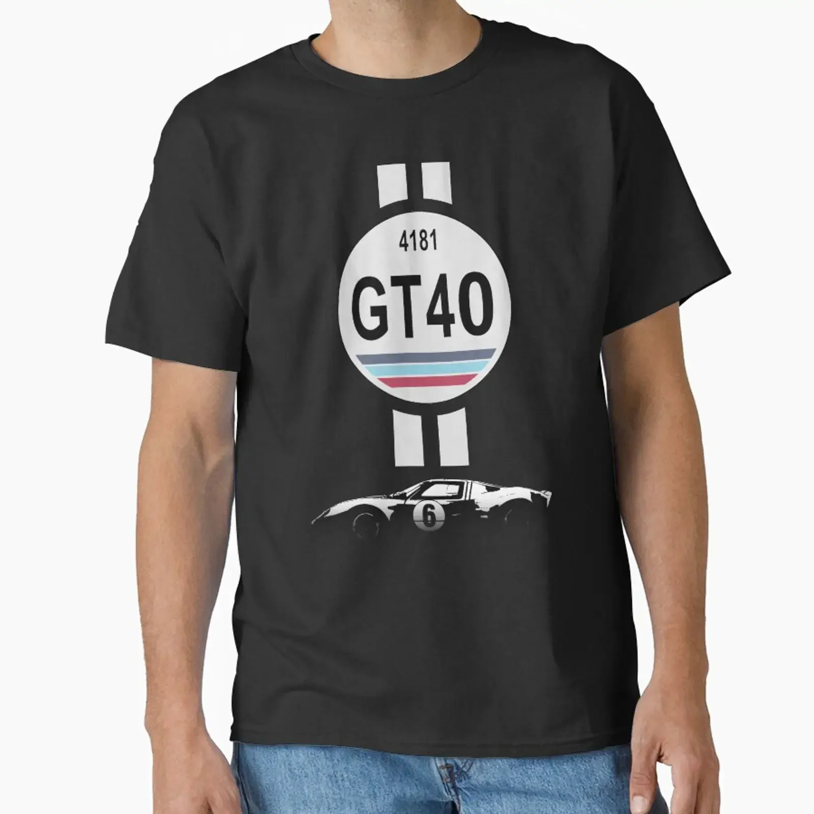 Футболка GT40 4181 Classic: винтажная, с эффектом потертости, с графическим принтом, повседневная, стильная, дышащая, мужская, модная, эластичная, дизайнерская, удобная.