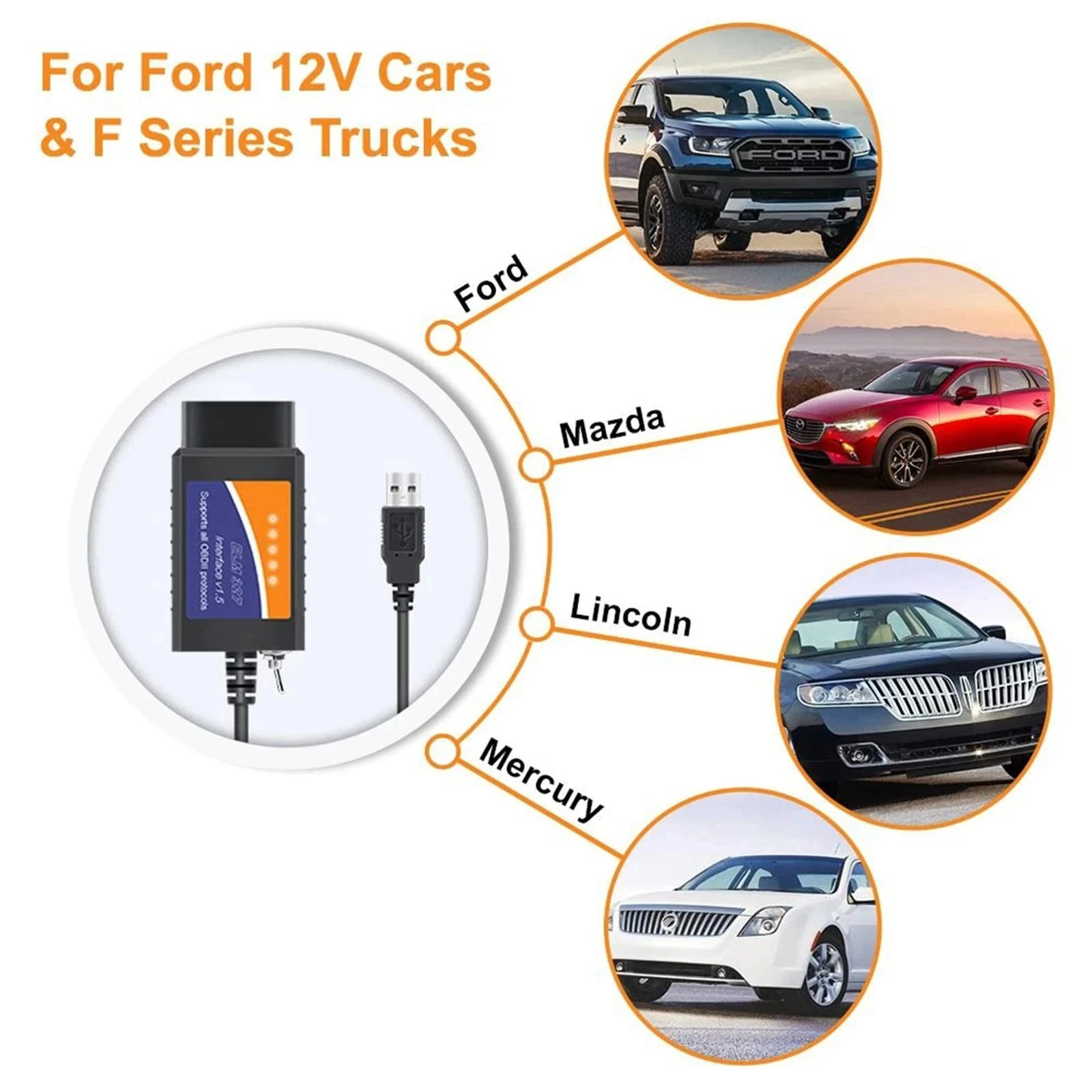 5pcs ELM327 FORscan Code Reader USB V1.5 Switch With PIC18F25K80 Chip HS/MS CAN OBD2 FORscan Diagnostic Scanner Tool for Ford