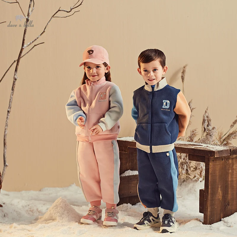 Dave Bella Children's Suit Boys Girls Autumn Winter Girl's Boy’s Two-Piece Knit Fleece Casual Fashion Sport Outdoor DB4238424