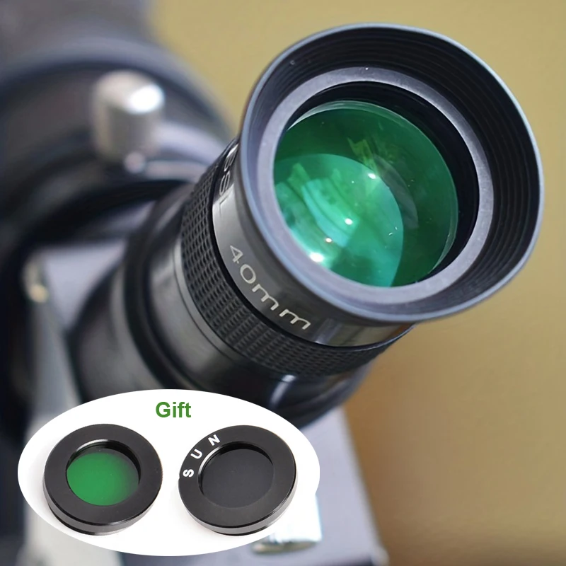 Astronomy Telescope 1.25" Plossl 40mm Eyepiece FMC Metal 40° Apparent Field View Fully Multi Green Coated with Moon/Sun Filter