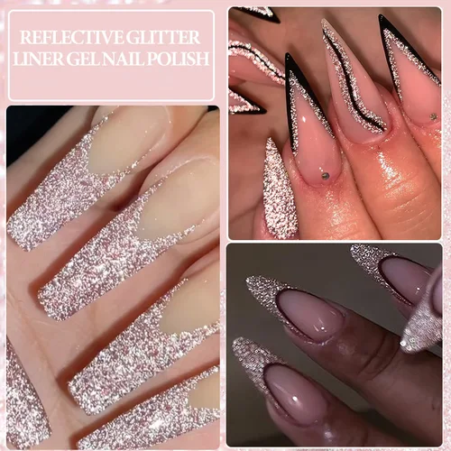 Imagen 2 del producto LILYCUTE 5ML brillo reflectante superbrillante delineador de uñas en Gel esmalte de uñas oro rosa brillo línea Graffiti raya Gel