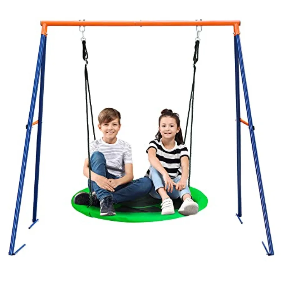 

Комплект качелей-качалок Saucer с подставкой, 40 дюймов, зеленые качели с усиленной А-образной стойкой на 440 фунтов, в комплекте с колышками для крепления к земле и регулируемыми тросами