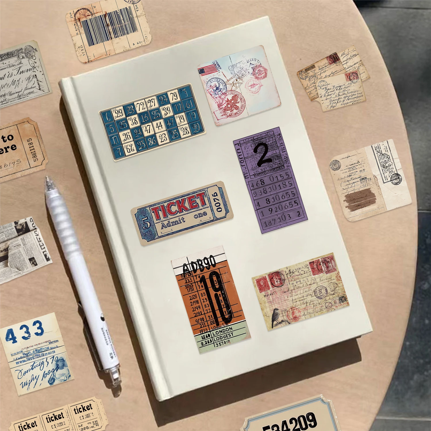 50pcs Vintage Label Art PVC Stickers - Waterproof PVC Decals for Phone, DIY Journals & Water Bottles BulingBulingStickers Store