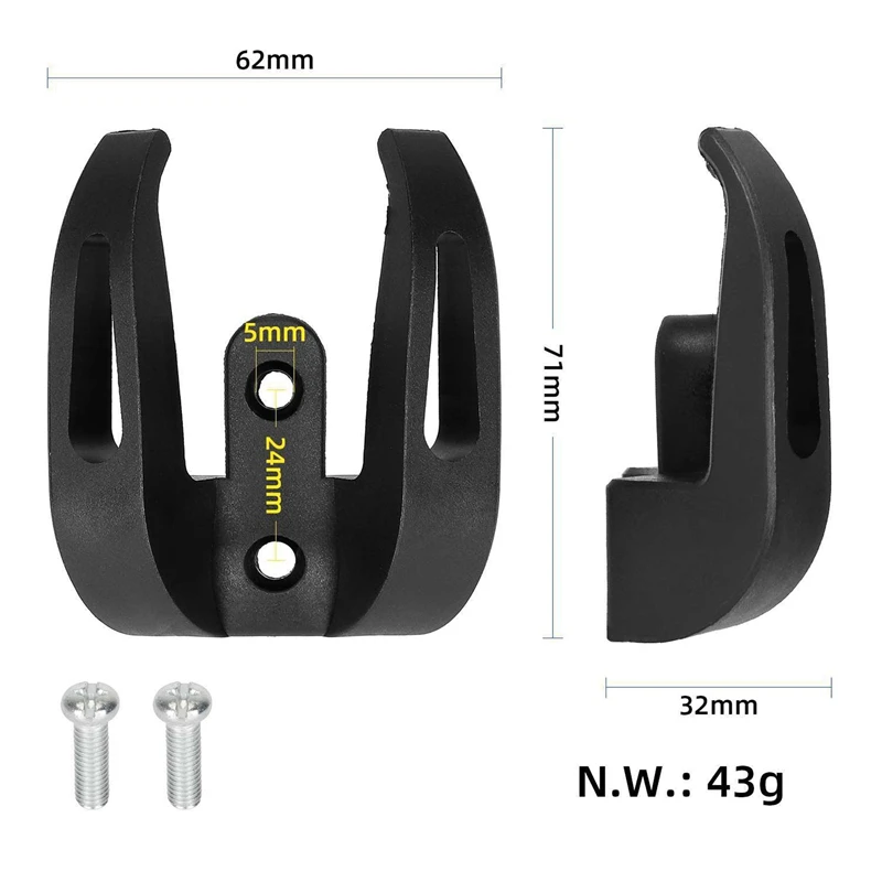 Gancho dianteiro universal para scooter elétrico, xiaomi 1s, capacete pro2, garra dupla, aperto do saco, alça, preto