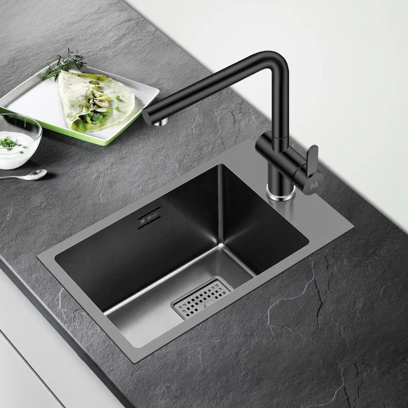 

Black Nano Stainless Steel Small Single Sink Kitchen Pantry Bar Balcony Small Sink