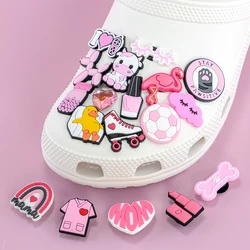 1PCS Pink Shoe Charms Cute Pink Balloon Dog Flower Diamonds Shoe Accessories Pins for Clog Women Girl Fashion Pins Shoe Buckle