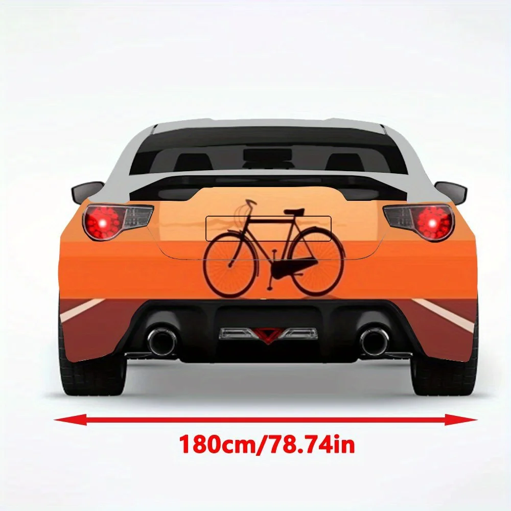 Minimalist Bike Sunset Car StickerVinyl Decal for Car Rear, Waterproof Self-Adhesive Vinyl Stickers for Vehicle Tail & Bumper, D