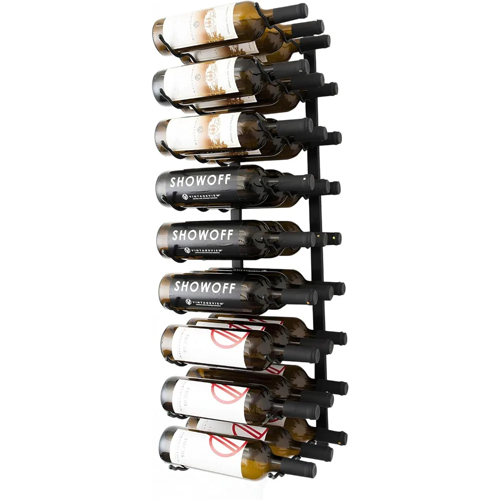 

vintageview w series pro wine rack 3 - triple depth, metal wall mounted wine rack - modern, easy access wine storage - space sav
