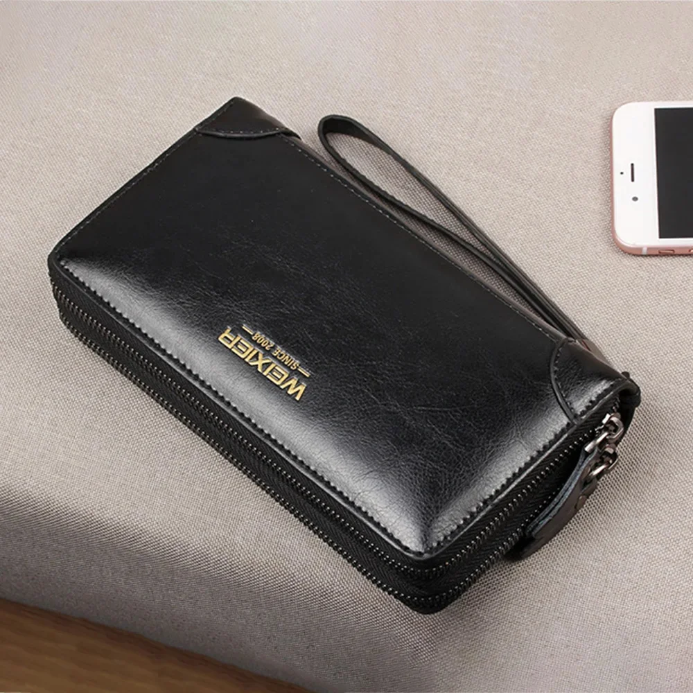 Men Long Wallet Purse Clutch Wrist Mobile Cell Phone Case Business Rtro Male PU Leather Cigarette Money Bag Handy Purses