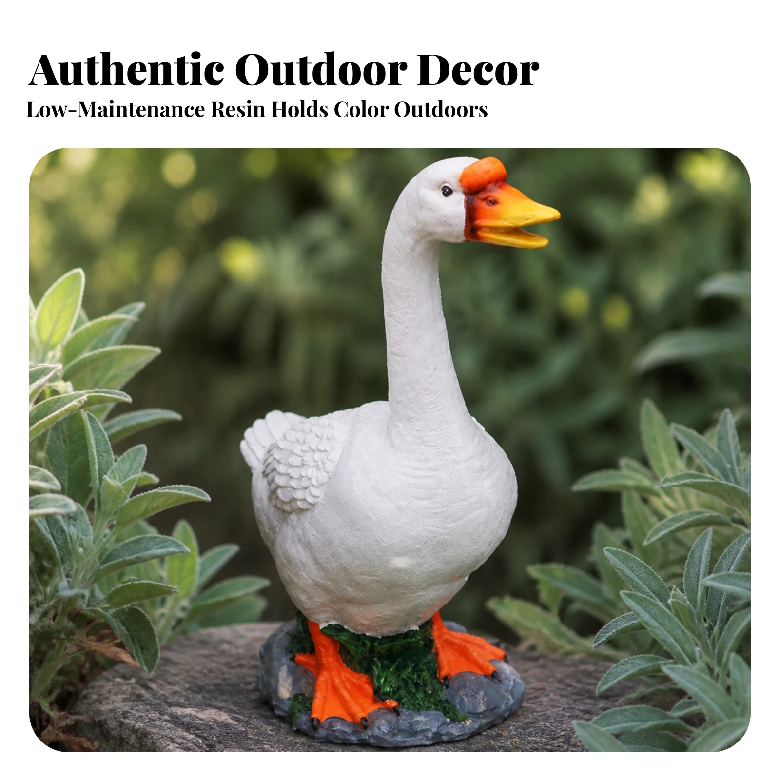 Resin Duck Weatherproof Duck Statue Garden Ornament with Textured Feathers Realistic Resin Goose Lifelike for Gardeners, Lawn