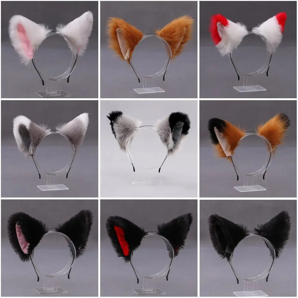 Fashion Furry Animal Ear Hair Hoops Plush Cat Ear Ear Hair Bands Fox Anime Headbands Cosplay