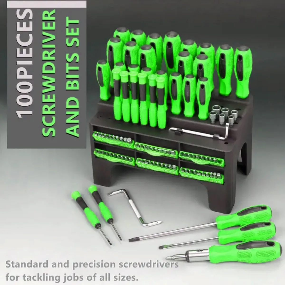 مجموعة مفكات براغي 100 قطعة أداة مفك مغناطيسي معزول مع حامل بلاستيكي