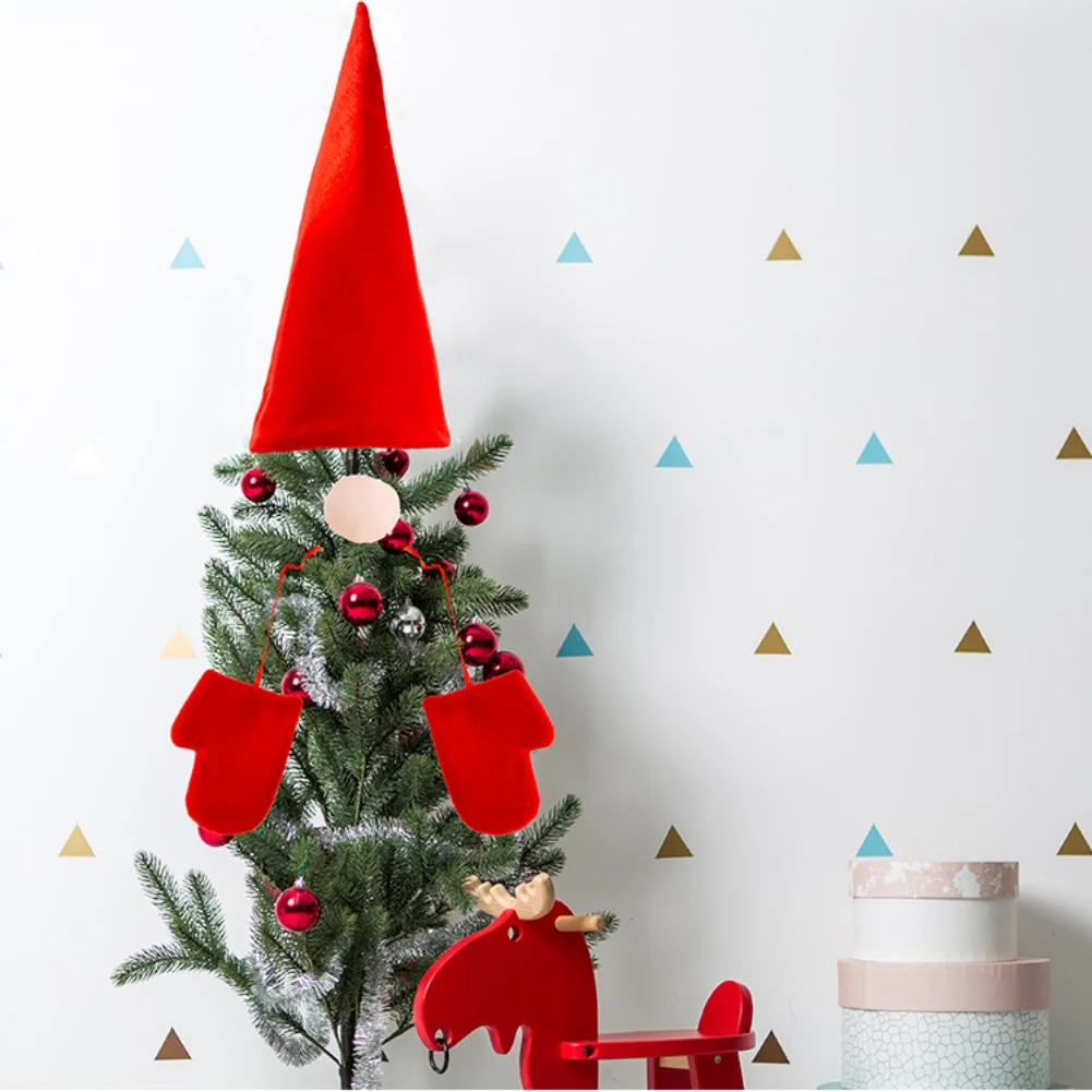 

Santa Claus Hat Tree with Gloves and Nose Christmas Decoration for Holiday Celebrations Party Display 28cm Red