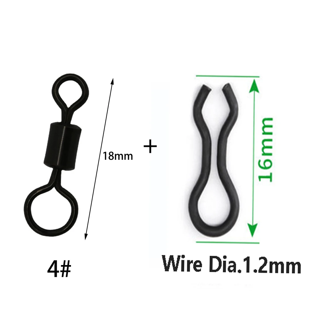 Neu 1000 Stück Karpfenangelzubehör Großes und Kleines Matt-Schwarzes Rollwirbel-Set mit LED-Leuchtfunktion, Bleikopf-Verbinder, Angelhaken, Angelausrüstung, Pesca – Detail 3