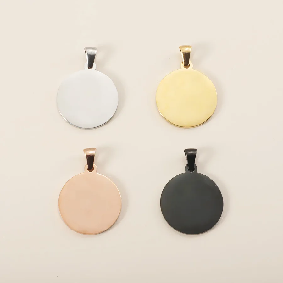 Fnixtar 20 Stück Edelstahl runde Scheibenanhänger mit Verschluss DIY Halskette Schmuck Zubehör hochglanzpoliert Großhandel – Detail 4