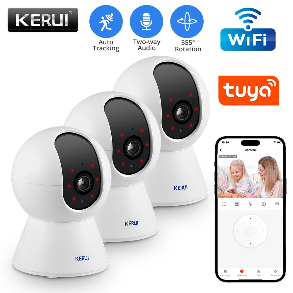 KERUI 5MP K259 Cámara IP Inalámbrica para Interiores, Compatible con Tuya Smart WiFi, Cámara de Seguridad para el Hogar, CCTV, Vigilancia