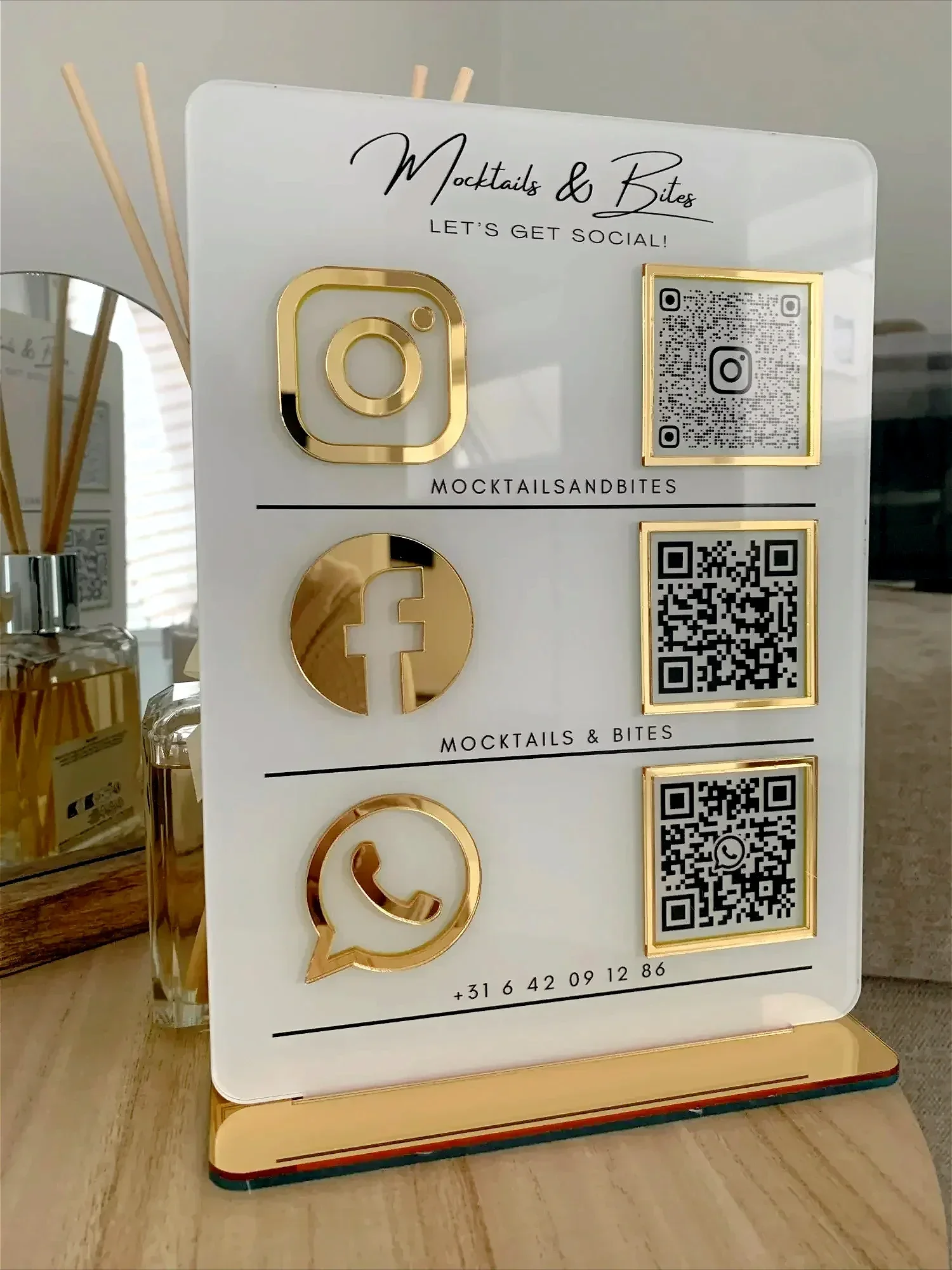 Multi QR Code Sign Triple Icon and QR Code Instagram Business Social Media Sign Beauty Salon Hairdressers Beautician Signage