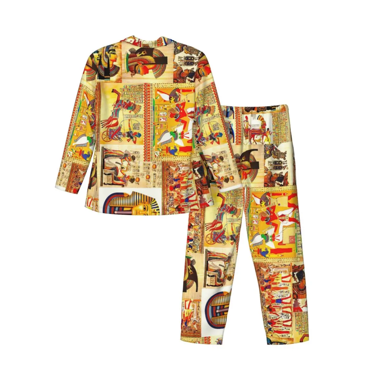 Men Pajamas Set of Autumn Winter Long-Sleeved Art Madhubani Home Clothing Sleepwear 2PCS/Set