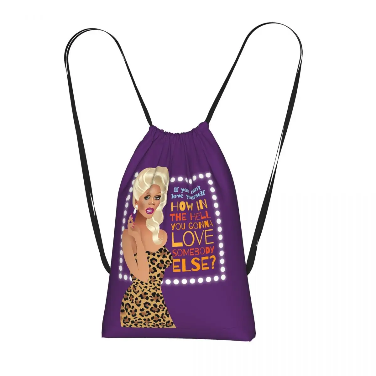 Drag Queen Royalty RuPaul's Drag Race Rupaul RPDR Drawstring Backpack Sports Gym Bag Portable Travel Drawstring Bag Men Women