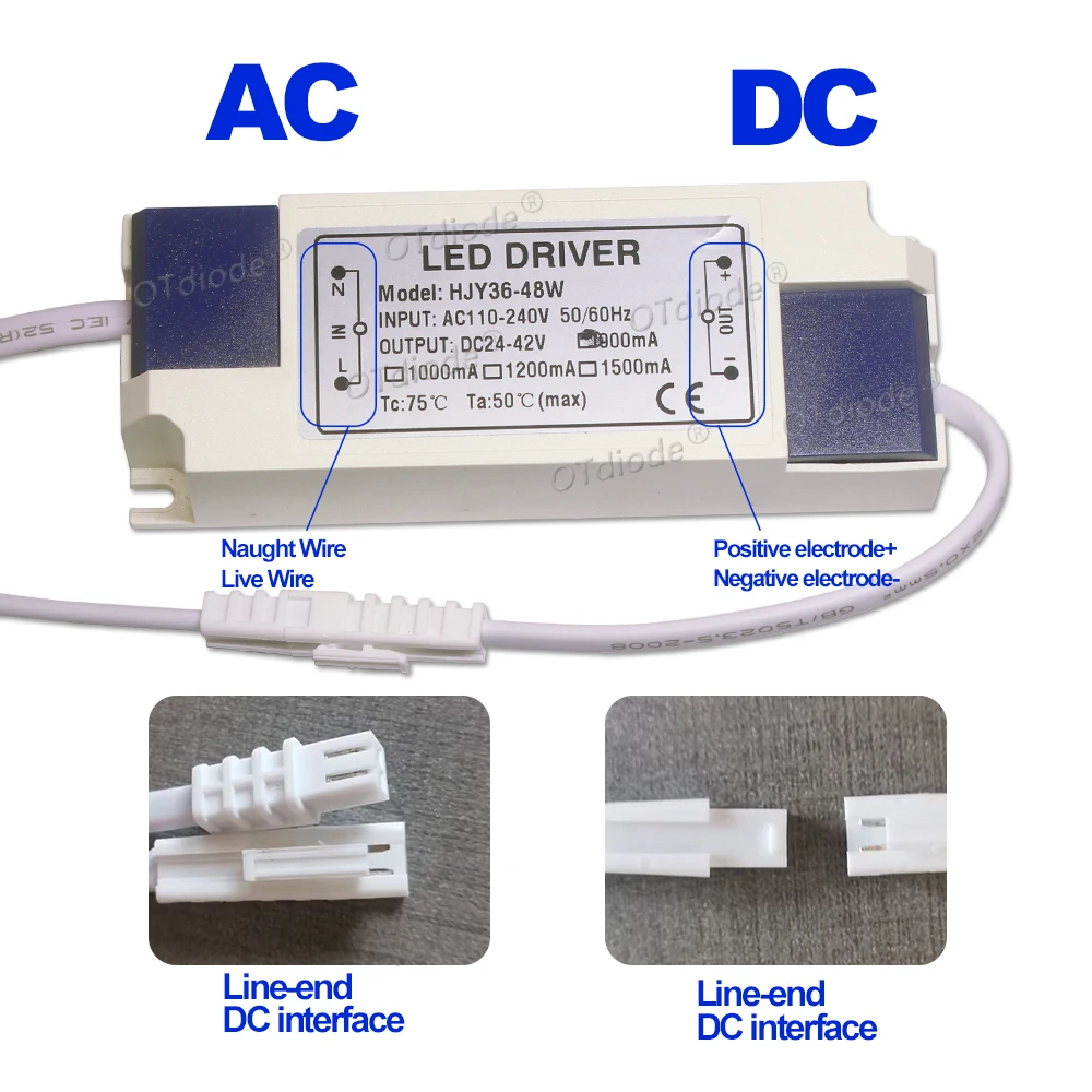 110V 220V 36W 40W 45W 48W LED Driver DC24-42V 900mA 1000mA 1200mA 1500mA Flicker Free Power Supply External Lighting Transformer