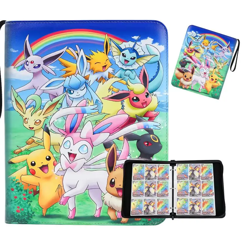 

2025 New Binder 400pcs & 900pcs Pokemones Card Album Collection Book Anime Figure Album Pu Zipper Photo Album File Trendy Gift