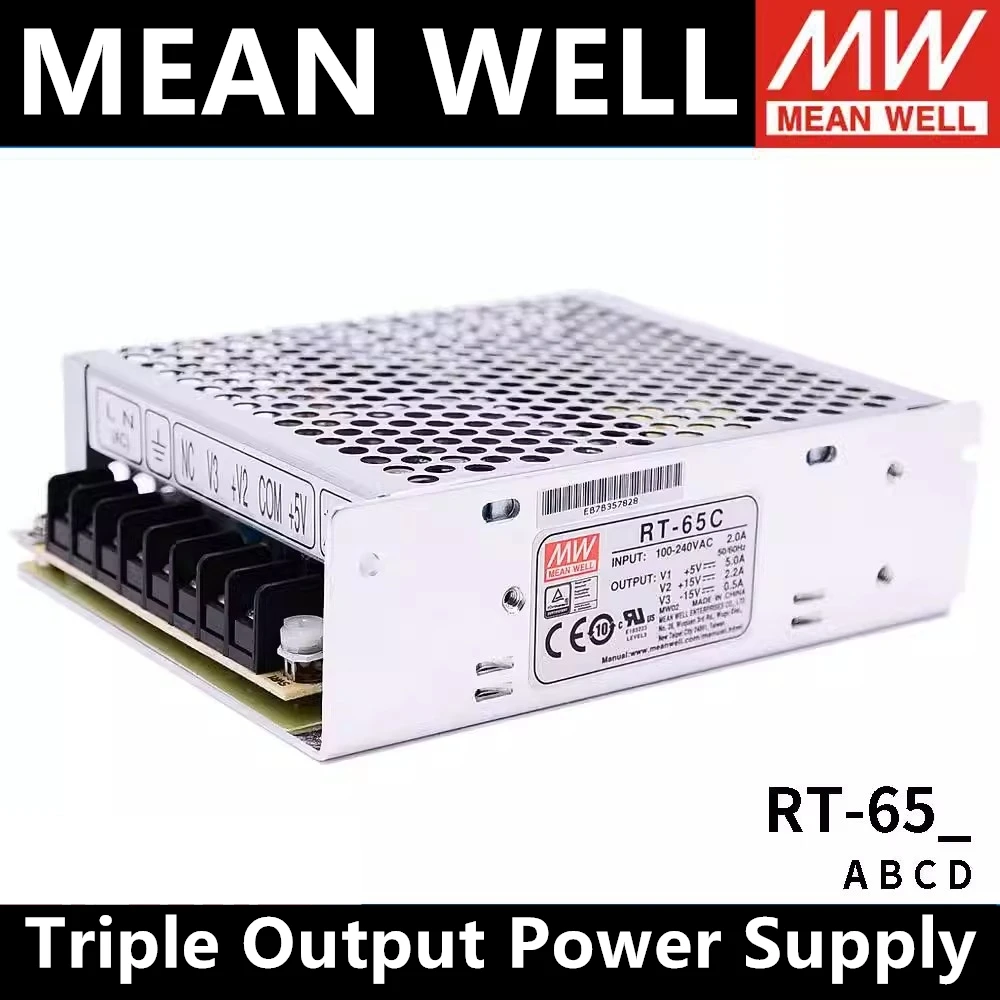 MEAN WELL RT-65A RT-65B RT-65C RT-65D Triple Output switching power supply  RT-65 Series MEAN WELL  3Years Warranty