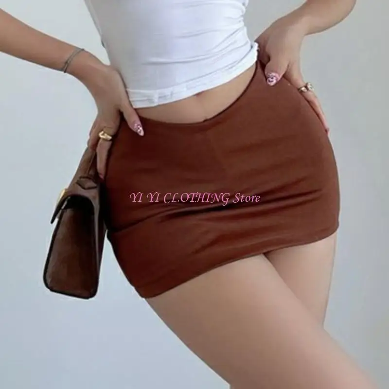 

N5KF Женщины летняя короткая юбка Low V талия Bodycon мини -юбка модная карандашная юбка повседневная мини -юбка с шортами