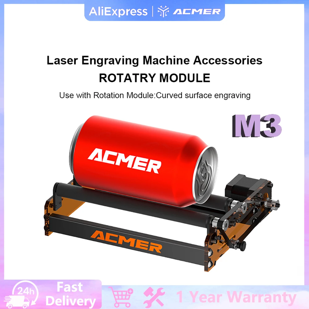 ACMER M3 Rotary Module Y-Axis Shaft Rotary 360 Degree Rotating Curved Surface Cylindrical Laser Engraver Universal Accessories