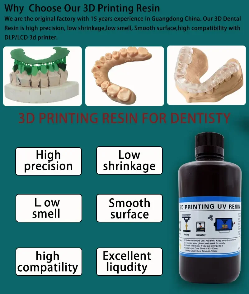 

Medical Class A1/A2 Color Lab Temporary C&B 500g/3D Printing Resins 1000g Resins for LCD/DLP Printer