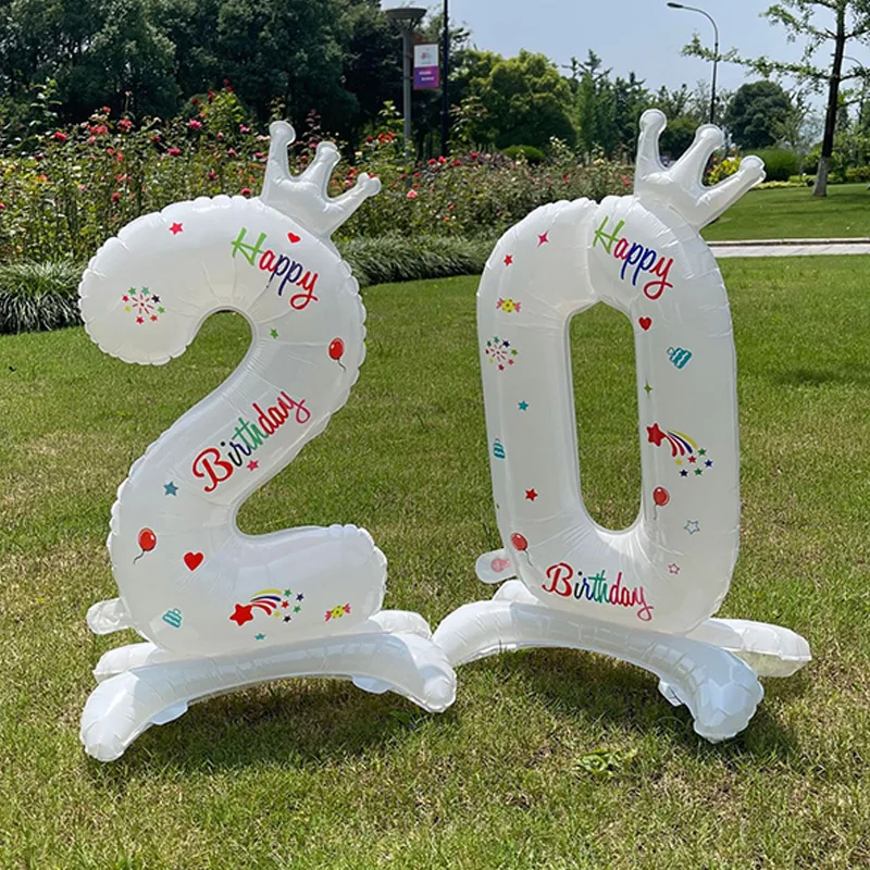 32inches Birthday Anniversary Balloons 123 Year Crown Number Balloon Baby Shower Birthday Party Decoration For Kids Adult Globos