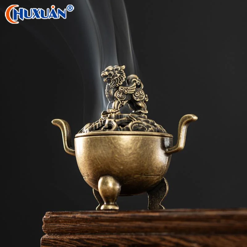 Q 1Pcs Mini Antique Brass Zinc Alloy Incense Burner With Compact Lotus Base Design For Home Meditation Yoga Aromatherapy