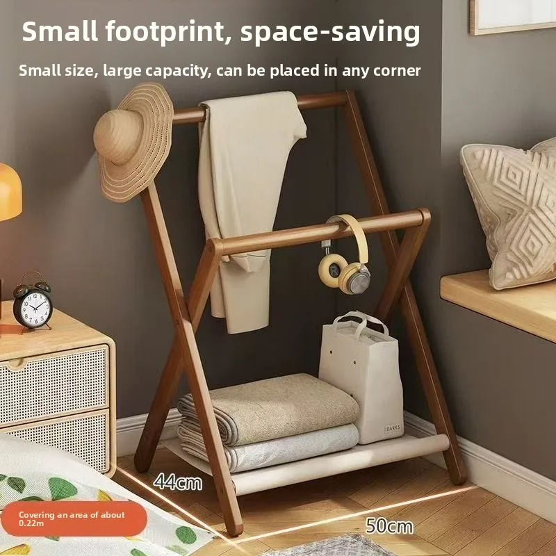 Bedside Coat Rack Floor-to-Ceiling Small Solid Wood Bedroom Sleeping at Night Temporary Clothes Storage Nordic Hanger Home