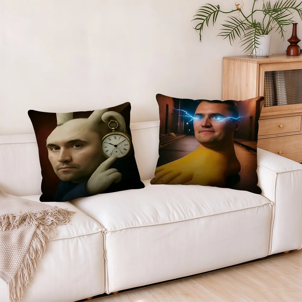 Charlie Kirk funny meme cushion cover Pillowcases Square Office Bedroom Headboard Sofa Living Room Backrest Cushions Sleeping