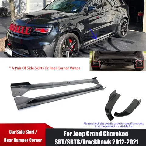 Car Side Skirt Extension Splitter A Pair For Jeep Grand Cherokee SRT/SRT8/Trackhawk 2012-2021 Plate Lip Bumper Winglet Body Kit 10 best sales trackhawk - №4
