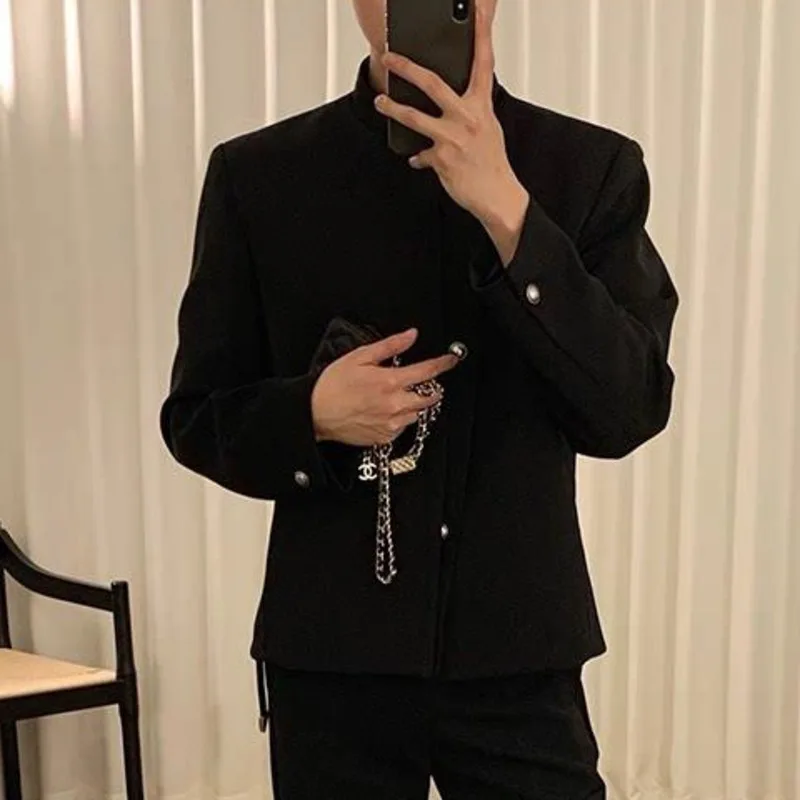 WVGA Spring Autumn New Man Tide Chinese Style Dark Stand Collar Trendy Jacket Niche Chic Casual Diagonal Placket Coat Ins W20510