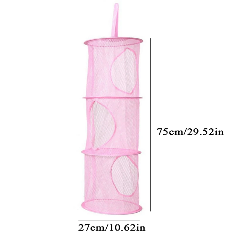 3 Shelf Hanging Storage Net Organizer Bag Bedroom Door Wall Closet Organizers Home Storages Cylindrical  Basket Hanging Cage