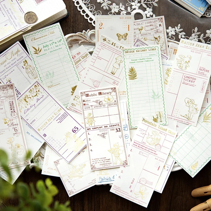 40Pieces Gold Bronzing Material Package note book handwritten Message Handbook bottoming Decorative Writing Pad