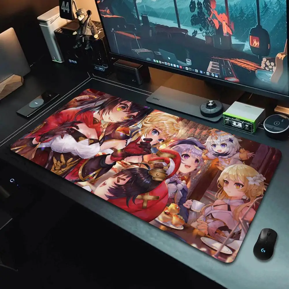 Alfombrilla de ratón de Anime Genshin Impact para Gaming, alfombrilla de ratón grande para teclado, alfombrillas de escritorio para ordenador, Kawaii