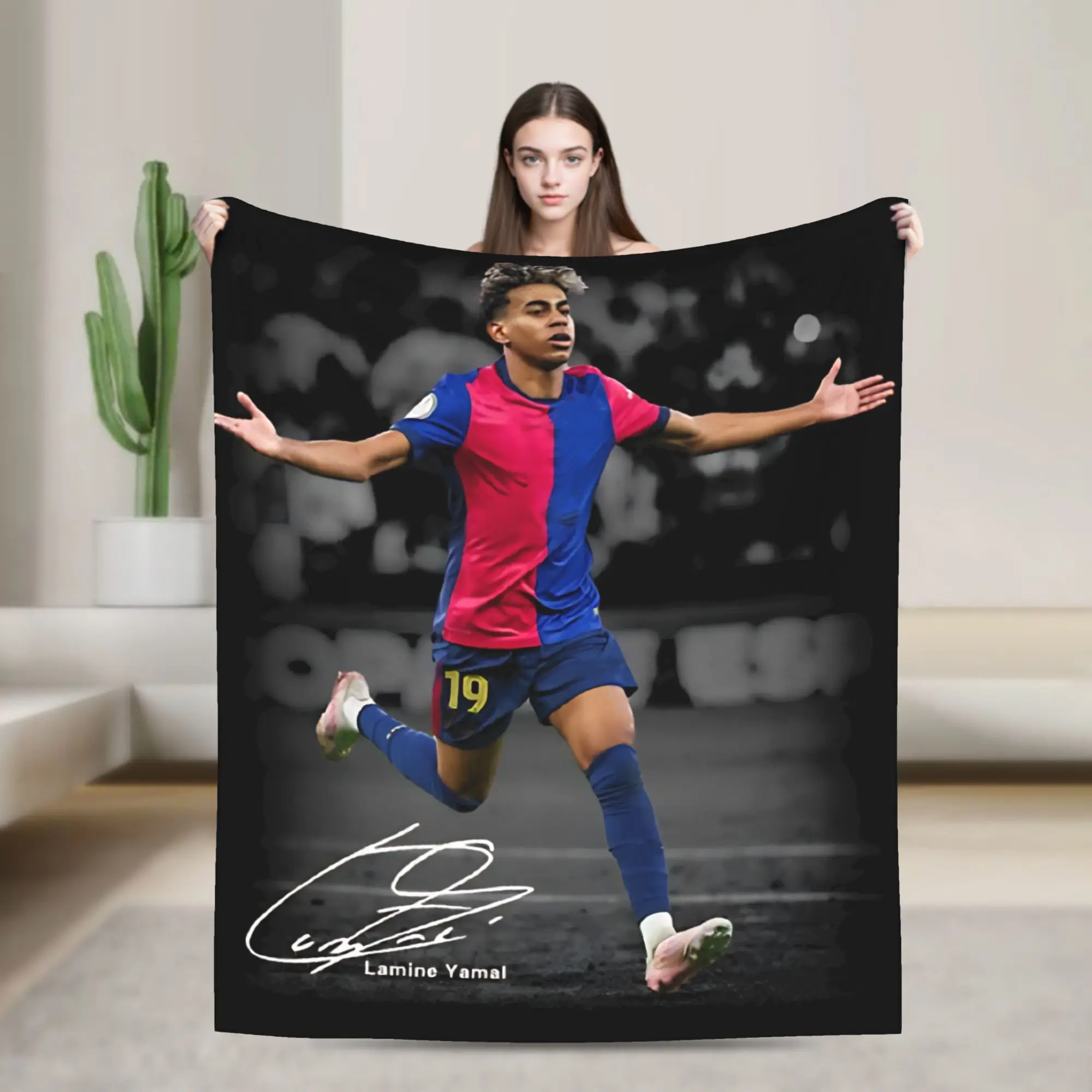 Lamine Y-Yamal Blankets Velvet Summer Air Conditioning Football Soccer Lightweight Thin Throw Blanket for Sofa Outdoor Quilt