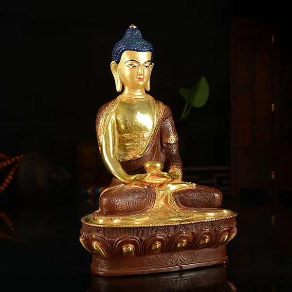 wholesale buddha statue # 7 inch # Tibetan Buddhism Amitabha Buddha Gold-plated brass statue #  HOME efficacious Talisman